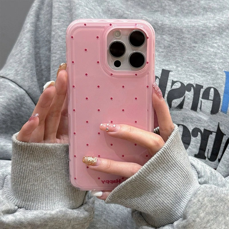 Luxury Ins Candy Color Polka Dot Case for iPhone 12 13 14 15 16 17 Pro Max Air 16Pro Wave Point Soft Silicone Ultra Slim Cover