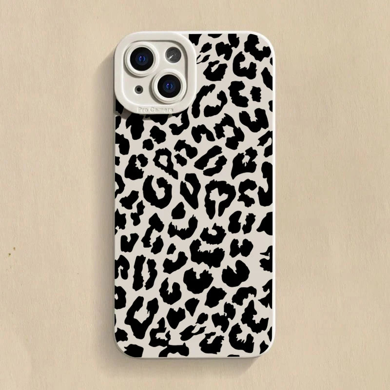 Black Leopard Print Silicone Phone Case For Samsung Galaxy A16 A14 A13 A34 A54 A33 S25 S24 S23 Ultra S22 Plus S21 FE Soft Cover