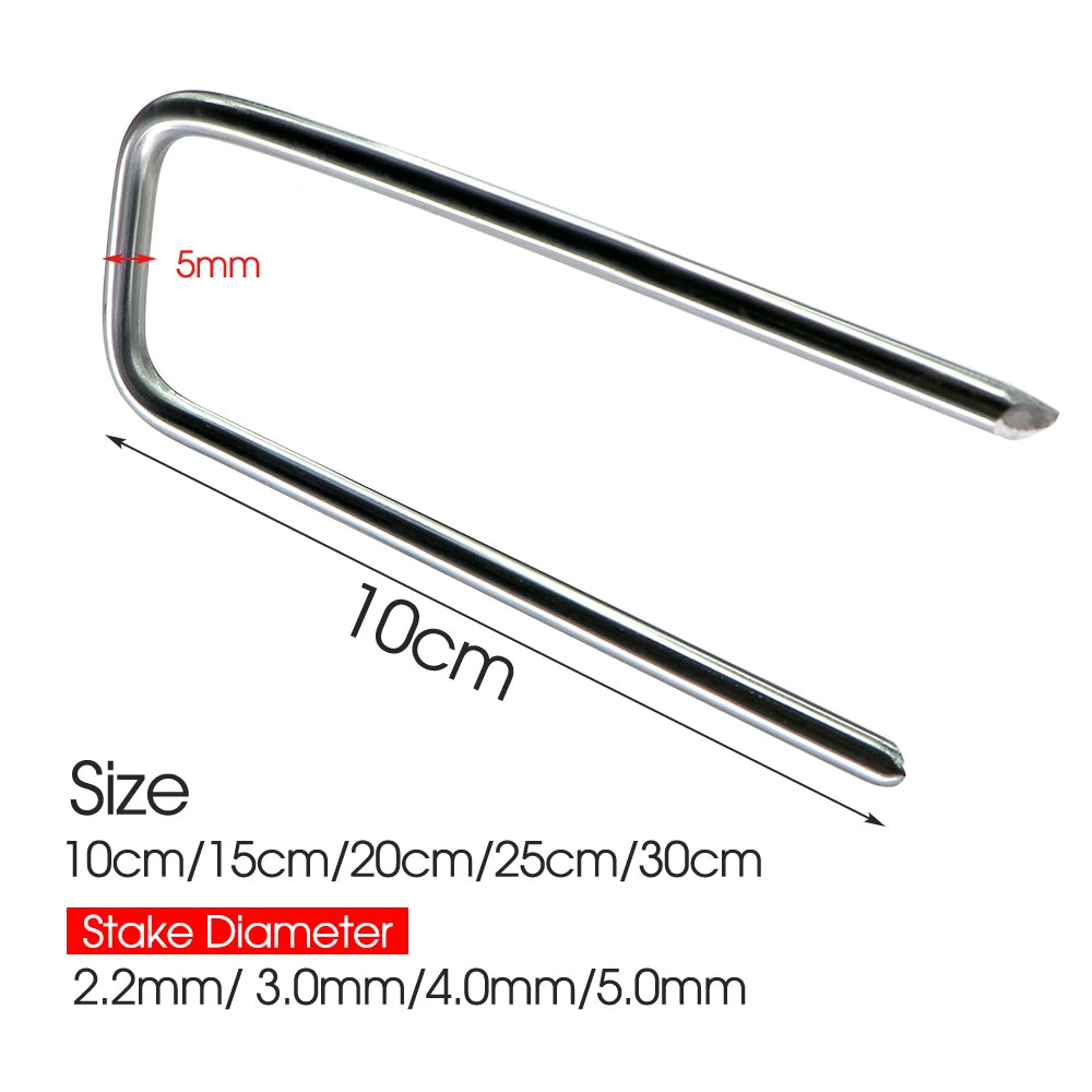 10-50PCS Landscape Staples 10-30cm Gauge Stake Galvanized Garden Staple U-Shaped Pins for Sod Anchoring Fabric Irrigation Tubing