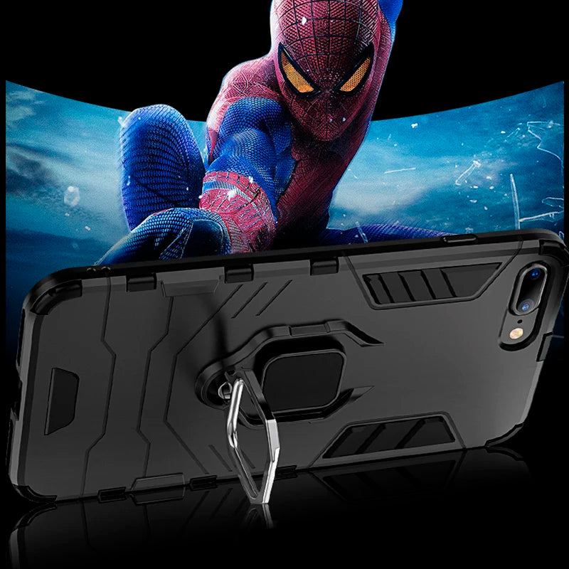 For Xiaomi Mi 8 Case Armor PC Cover TPU Rim Finger Ring Holder Phone Case on For Mi 8  Cover Full Protection Bumper