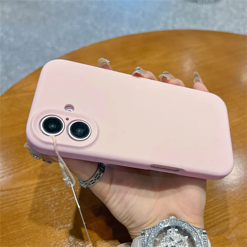 Original Liquid Soft Silicone Phone Case For iPhone 16 15 14 12 13 Pro Max Plus Camera Protection Shockproof Bumper Back Cover
