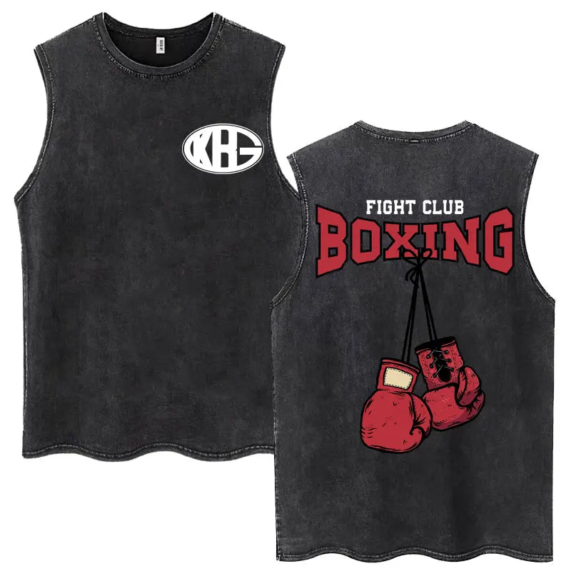Anime Hajime No Ippo Kamogawa Boxing Gym Washed Sleeveless T-Shirt Makunouchi KGB T-Shirts Men Women 100% Cotton Tank Tops Male