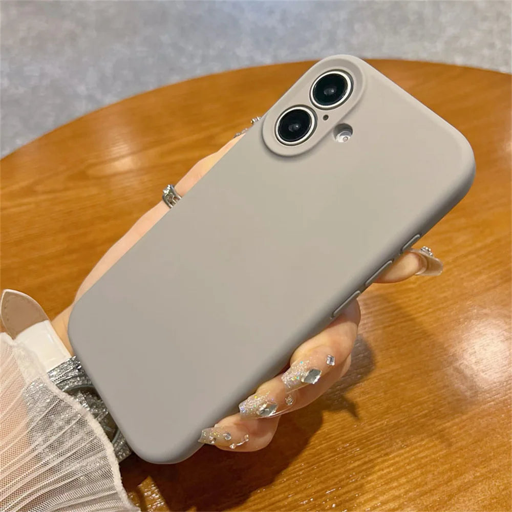 Original Liquid Soft Silicone Phone Case For iPhone 16 15 14 12 13 Pro Max Plus Camera Protection Shockproof Bumper Back Cover