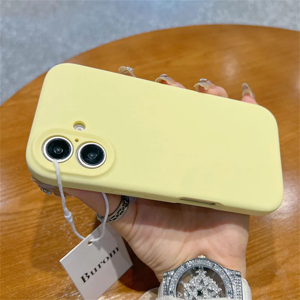 Original Liquid Soft Silicone Phone Case For iPhone 16 15 14 12 13 Pro Max Plus Camera Protection Shockproof Bumper Back Cover