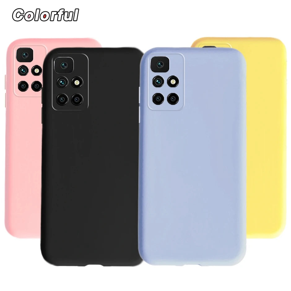 6.5" Solid Color Phone Case For Xiaomi Redmi 10 Pink Purple Black Soft Silicone Case For Redmi 10 Redmi10 21061119