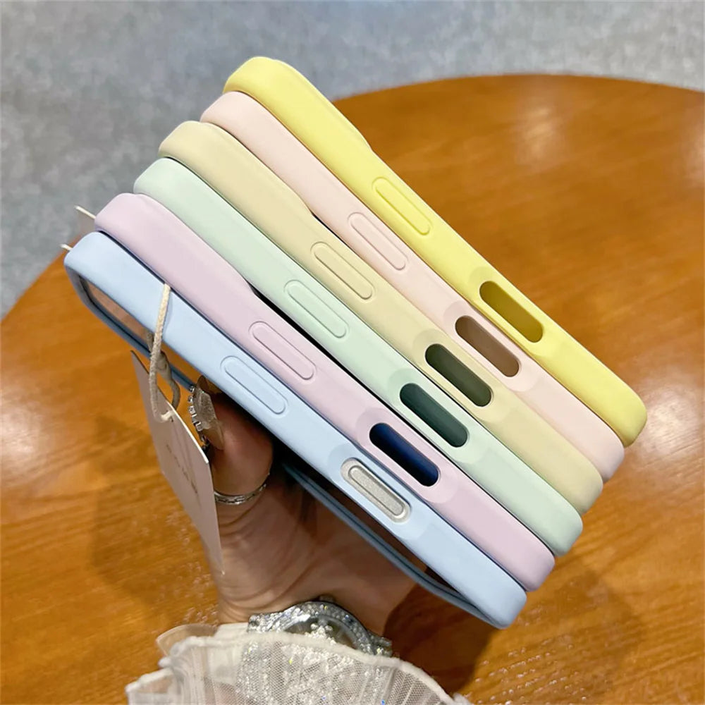 Original Liquid Soft Silicone Phone Case For iPhone 16 15 14 12 13 Pro Max Plus Camera Protection Shockproof Bumper Back Cover