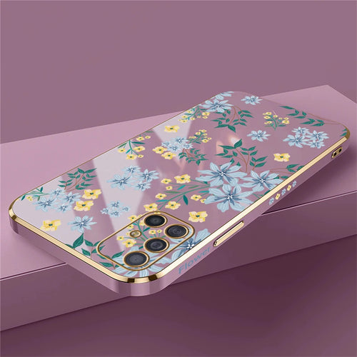 A51 Plating Phone Case For Samsung Galaxy A71 A50 A30 A20 A10 A10S A21S Silicone Soft Pattern Flower Cover Cases
