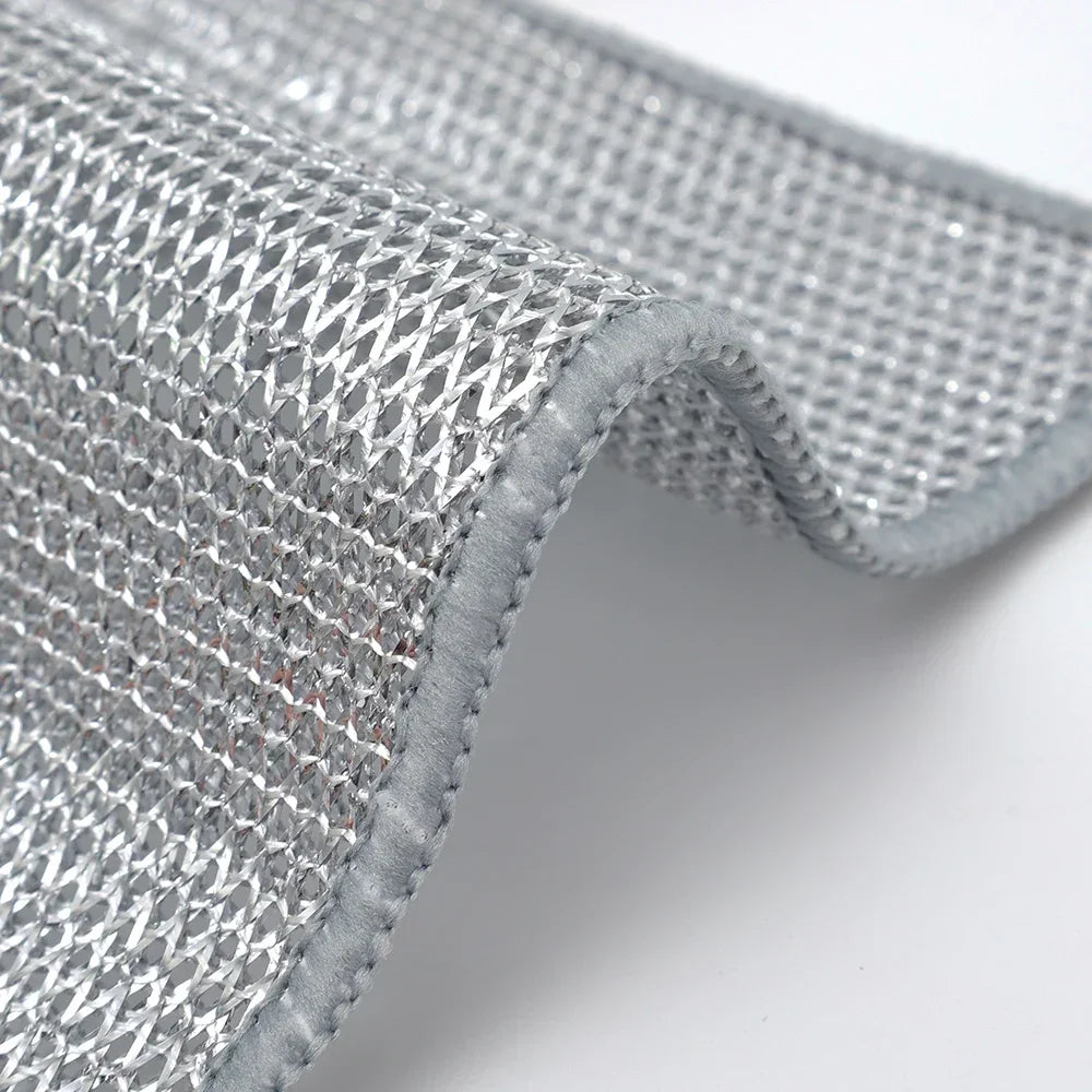 20/2pcs Steel Wire Cleaning Cloth Single-layer Double-layer Non -stick Oil Iron Dishrag Kitchen Pan Pot Dishes Cloths Rags