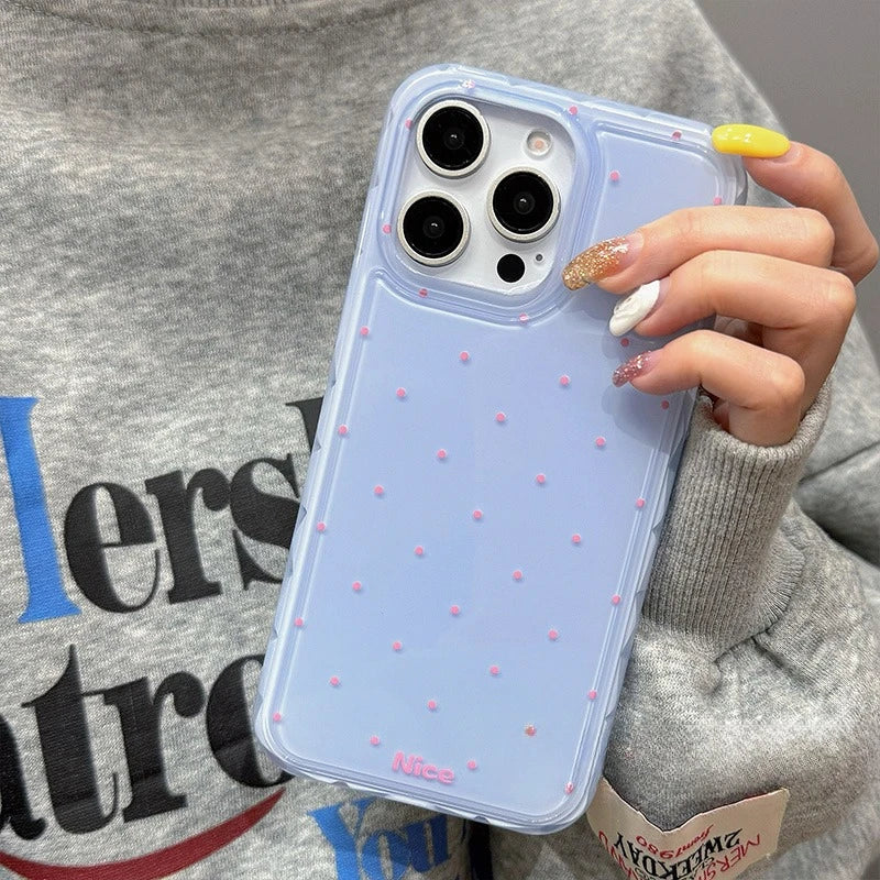 Luxury Ins Candy Color Polka Dot Case for iPhone 12 13 14 15 16 17 Pro Max Air 16Pro Wave Point Soft Silicone Ultra Slim Cover