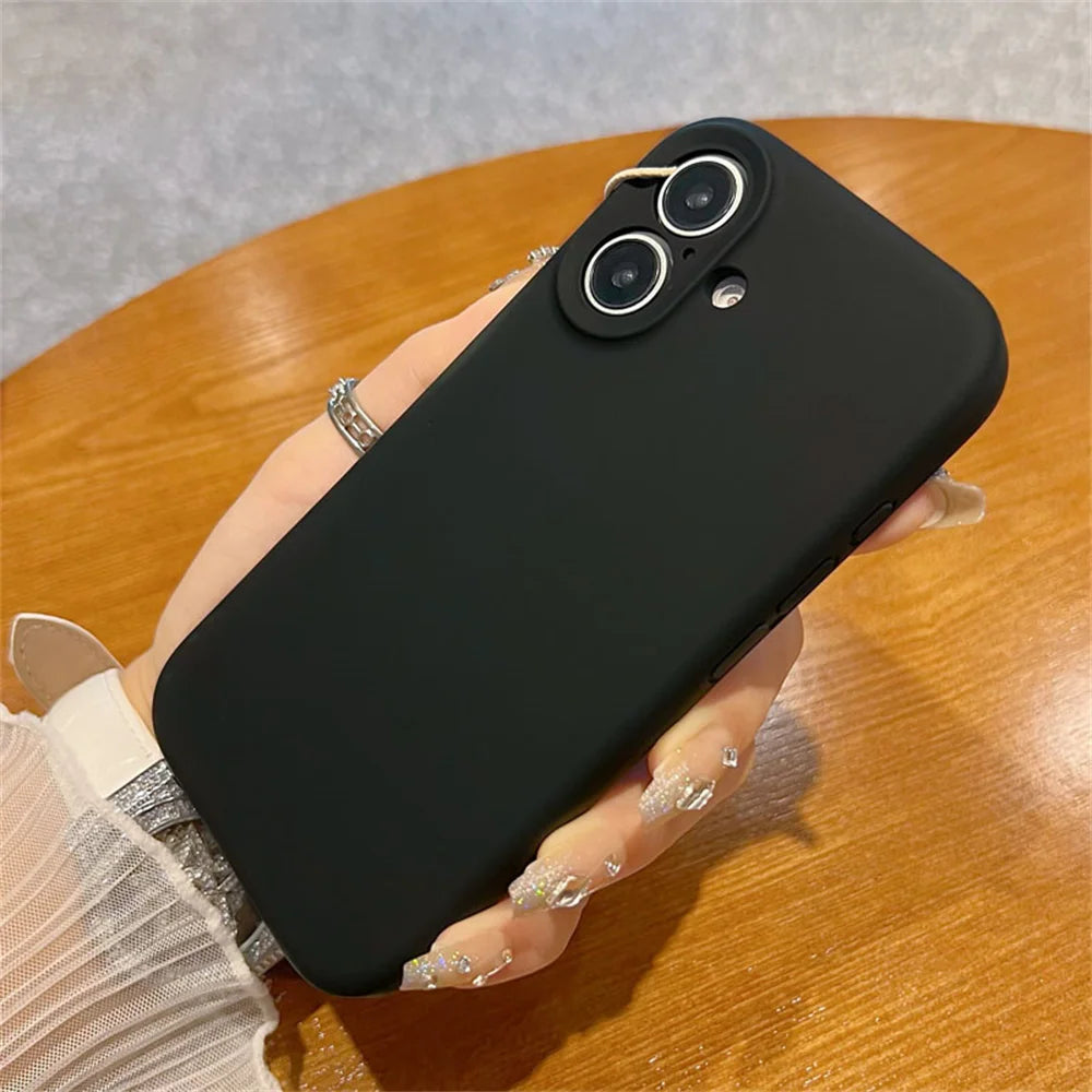 Original Liquid Soft Silicone Phone Case For iPhone 16 15 14 12 13 Pro Max Plus Camera Protection Shockproof Bumper Back Cover