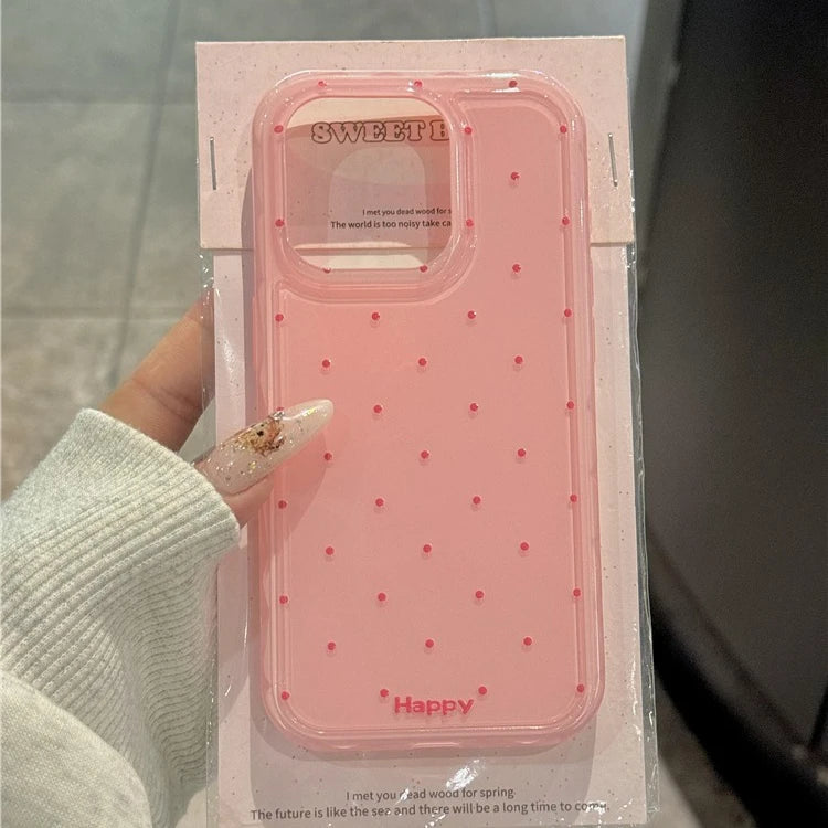 Luxury Ins Candy Color Polka Dot Case for iPhone 12 13 14 15 16 17 Pro Max Air 16Pro Wave Point Soft Silicone Ultra Slim Cover