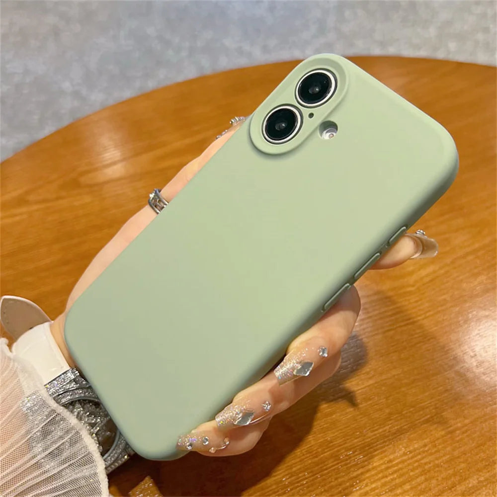 Original Liquid Soft Silicone Phone Case For iPhone 16 15 14 12 13 Pro Max Plus Camera Protection Shockproof Bumper Back Cover