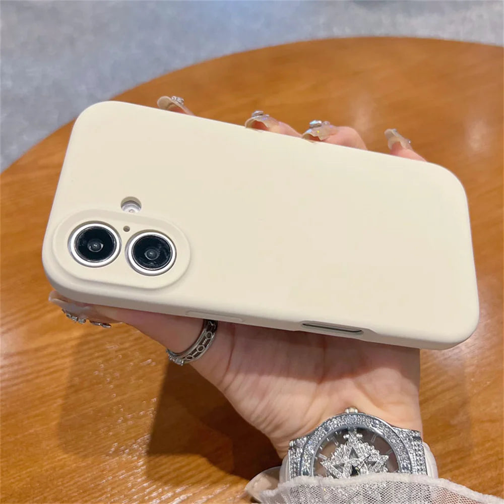 Original Liquid Soft Silicone Phone Case For iPhone 16 15 14 12 13 Pro Max Plus Camera Protection Shockproof Bumper Back Cover