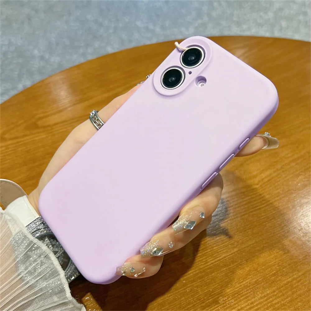 Original Liquid Soft Silicone Phone Case For iPhone 16 15 14 12 13 Pro Max Plus Camera Protection Shockproof Bumper Back Cover