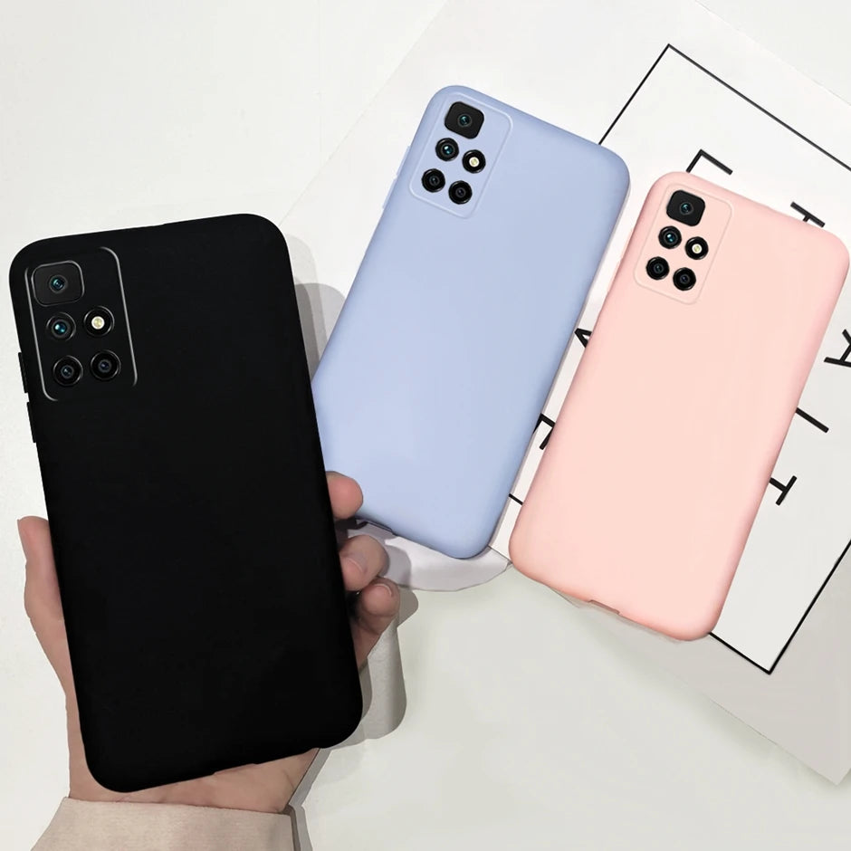 6.5" Solid Color Phone Case For Xiaomi Redmi 10 Pink Purple Black Soft Silicone Case For Redmi 10 Redmi10 21061119