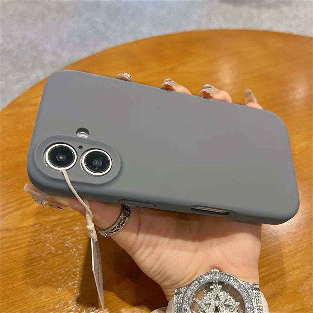 Original Liquid Soft Silicone Phone Case For iPhone 16 15 14 12 13 Pro Max Plus Camera Protection Shockproof Bumper Back Cover