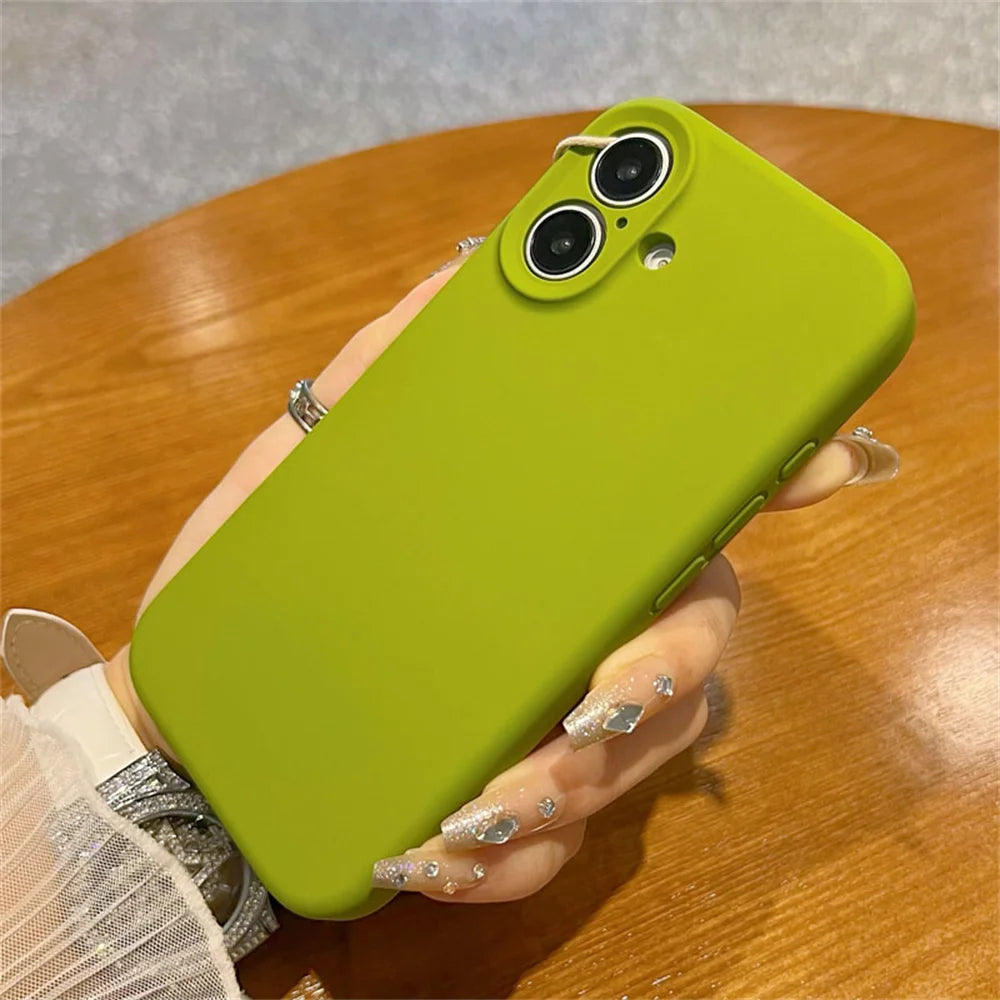Original Liquid Soft Silicone Phone Case For iPhone 16 15 14 12 13 Pro Max Plus Camera Protection Shockproof Bumper Back Cover